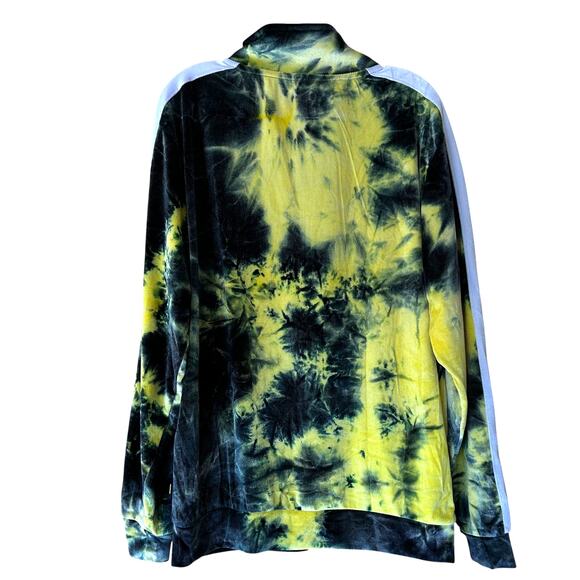 Screenshot Men’s Tie Dye Velour Track Jacket Yellow Black Size L Streetwear - Picture 2 of 6